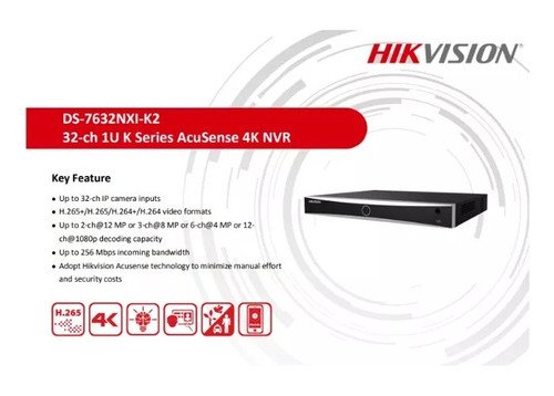 Hikvision Ds-7632nxi-k2 Preto 32 Canais Nvr 20 Tb - 4