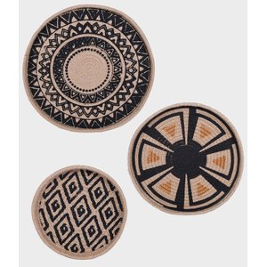Prato de Parede Fibra Natural Étnico Preto Home Decor Lili Casa 3un Único