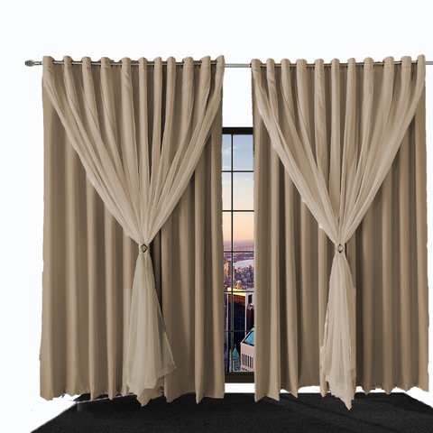 cortina blecaute para quarto e sala  Bia 8,50 x 2,30 bege