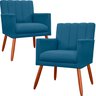 Kit 2 Poltrona Decorativa Miami Marinho para Sala de Estar Recepção - 1