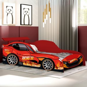 Cama Design Carro Solteiro com Colchão D20 Alta Qualidade:vermelho