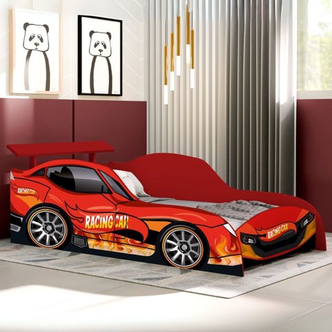 Cama Design Carro Solteiro com Colchão D20 Alta Qualidade:vermelho