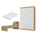 Ver imagem 1 de Jogo de Quarto Cama com Colchão Incluso e Guarda-Roupa 4 Portas 2 Gavetas Lira Multimóveis MP4839