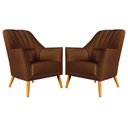 Ver imagem 1 de Kit 2 Poltronas Orion Bordada Courino Marrom Aradecor