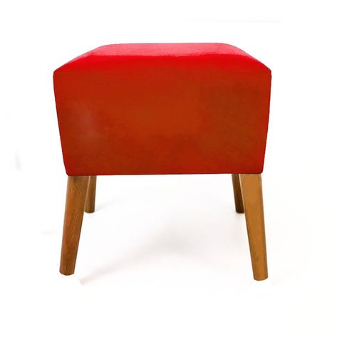 Puf Puff Quadrado  Marrocos Suede Vermelho Pés Palito Castanho