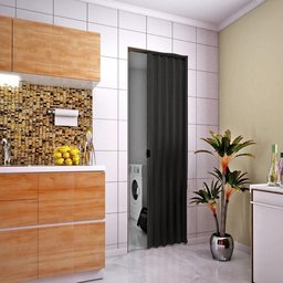 Porta Sanfonada de PVC Preto Relevo Plasbil 210x90cm - 2