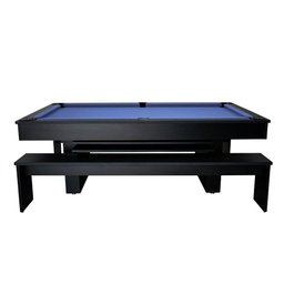 Mesa de Sinuca e Jantar com 2 Bancos - 2,00x1,10 - Azul Royal - 1