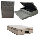 Ver imagem 1 de Cama Box Baú Solteiro com Auxiliar (bicama) + Colchão Cloud Molas Ensacadas C/pillowtop 32cm | Kit C