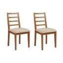 Ver imagem 1 de Kit 2 Cadeiras de Jantar em Madeira Maciça Aline Estofado Linho Bege - Mel