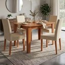 Ver imagem 2 de Mesa de Jantar Estela Mdf com 4 Cadeiras Estofadas Linho Gengibre Molci