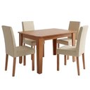 Ver imagem 1 de Mesa de Jantar Estela Mdf com 4 Cadeiras Estofadas Linho Gengibre Molci