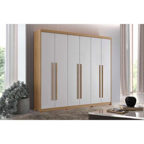 Guarda Roupa Casal 6 Portas (4 Frisadas) e 2 Gavetas C/ Pés Hawaii Naturale - Rufato