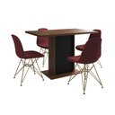 Ver imagem 5 de Mesa Jantar Londres Tampo Amêndoa 120cm Base Preta 4 Cadeiras Base Dourado Estofado Vermelho