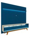 Ver imagem 1 de Conjunto Painel Ripado Tv até 75 e Rack Pés Madeira Duque Cor:azul Royal