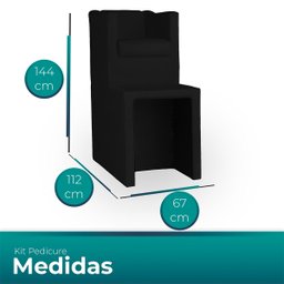 Kit Pedicure Cadeira Poltrona Escada Completo Corano Preto - 7