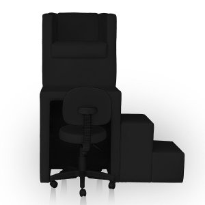 Kit Pedicure Cadeira Poltrona Escada Completo Corano Preto