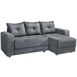 Sofá 3 Lugares com Chaise Florença Tecido Suede 200cm Cor Cinza - 1