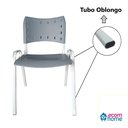Ver imagem 6 de Cadeira Iso para Escola Escritório Comércio Cinza Base Branca Ecomhome
