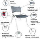 Ver imagem 4 de Cadeira Iso para Escola Escritório Comércio Cinza Base Branca Ecomhome