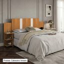 Ver imagem 1 de Cabeceira Versare Casal e Queen Flex Regulável com 2 Mesas Suspensas Painel Moderno Nature Off White