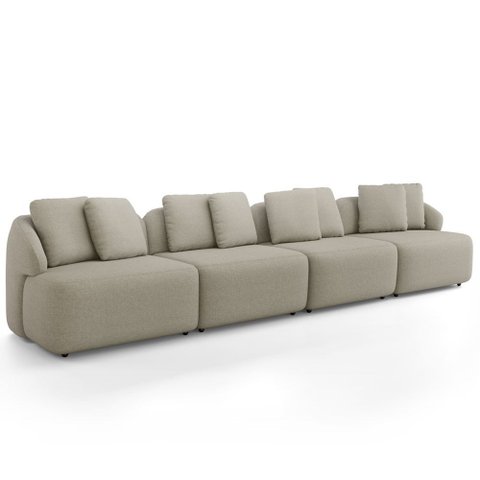 Sofá 4 Lugares para Sala de Estar Living 308cm Arlo F04 Linho Bege - Lyam Decor