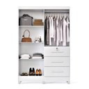 Ver imagem 5 de Guarda-Roupa 4 Portas com 3 Gavetas e Chave Moderno para Quarto Casal Solteiro Mumbai Branco