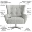 Ver imagem 5 de Poltrona Decorativa Malta Base Giratoria Linho Tcs 701 Moll