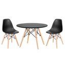 Ver imagem 1 de Conjunto Infantil Mesa Eames Preta 60cm com 2 Cadeiras Preta