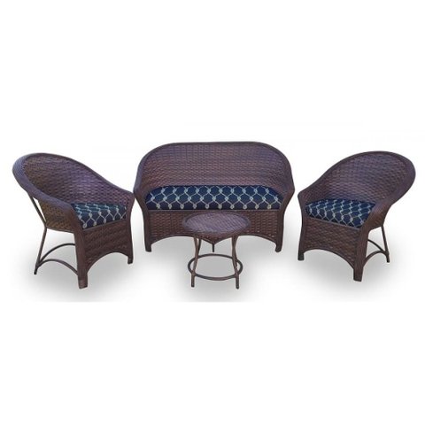 Conjunto de Sofá Fibra Sintética Bali Promo - 1 Sofá 2L + 2 Poltronas + 1 Mesa Centro - Tecido Nauti