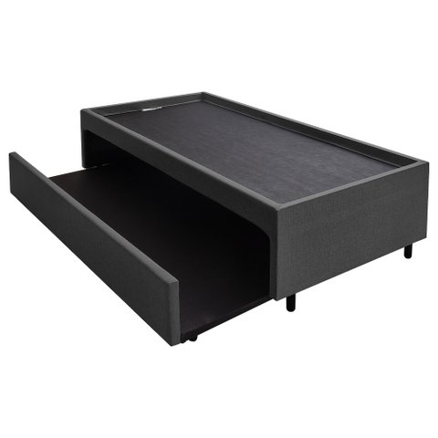 Bicama Box Solteiro Alpha Linho Cinza 88x188 Fabrispuma 88x188cm
