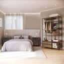Ver imagem 1 de Guarda Roupa Closet com Gavetas 100cm 6 Prateleiras e 2 Mesas de Cabeceira Cor:mel com Grafite