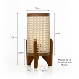 Abajur de Mesa Ravely Luminária Estilo Minimalista Japandi - 5