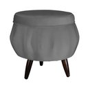 Ver imagem 4 de Jogo Poltrona Estofada Com 1 Puff Pés Palito Clínica Pétala Suede Cinza - LM DECOR