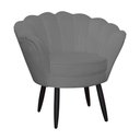 Ver imagem 2 de Jogo Poltrona Estofada Com 1 Puff Pés Palito Clínica Pétala Suede Cinza - LM DECOR