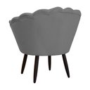 Ver imagem 3 de Jogo Poltrona Estofada Com 1 Puff Pés Palito Clínica Pétala Suede Cinza - LM DECOR