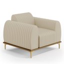 Ver imagem 3 de Kit 02 Poltronas Decorativas Base De Madeira Com Pés D'Ouro Molino D02 Corano Bege C-26 - Lyam