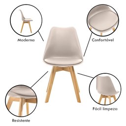 Kit 6 Cadeiras Saarinen Wood com Estofamento Várias Cores Cor:nude - 5