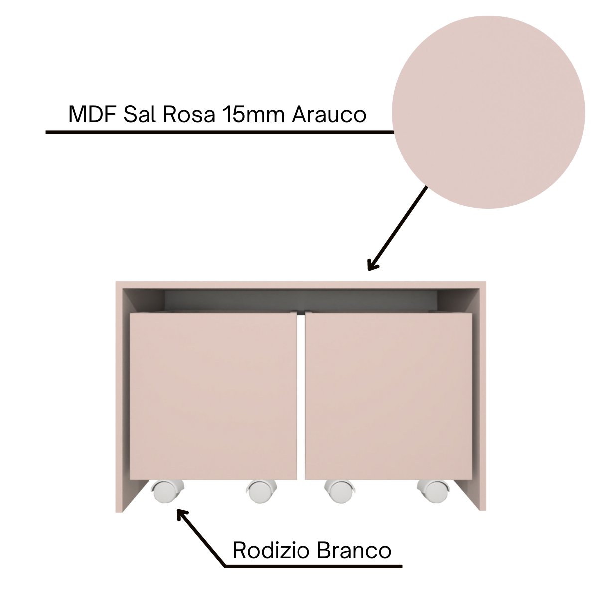 Mesa Organizadora de Brinquedos com 2 Baús 100% Mdf Plancasa Sal Rosa - 7