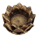 Ver imagem 1 de Incensário Castiçal Porta Vela - Queimador de Incenso - Flor De Lotus - Resina Dourado - 8cm