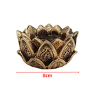 Ver imagem 2 de Incensário Castiçal Porta Vela - Queimador de Incenso - Flor De Lotus - Resina Dourado - 8cm