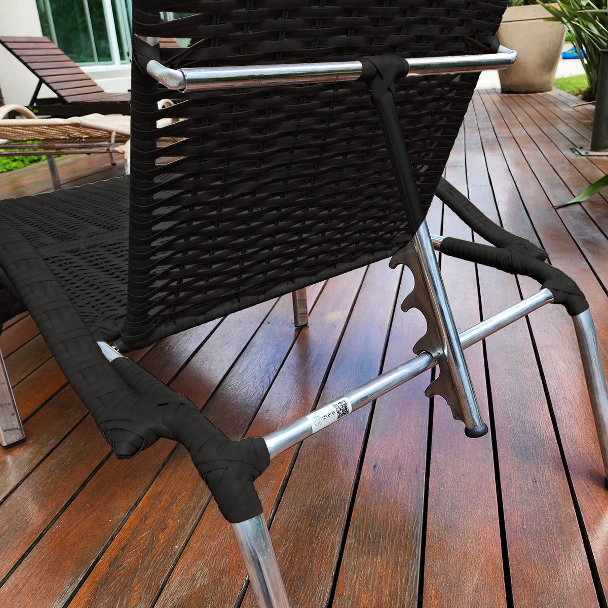 2 Cadeiras Fibra Sintética Regulável P/ Varanda Julia + Mesa Cor:preto - 6