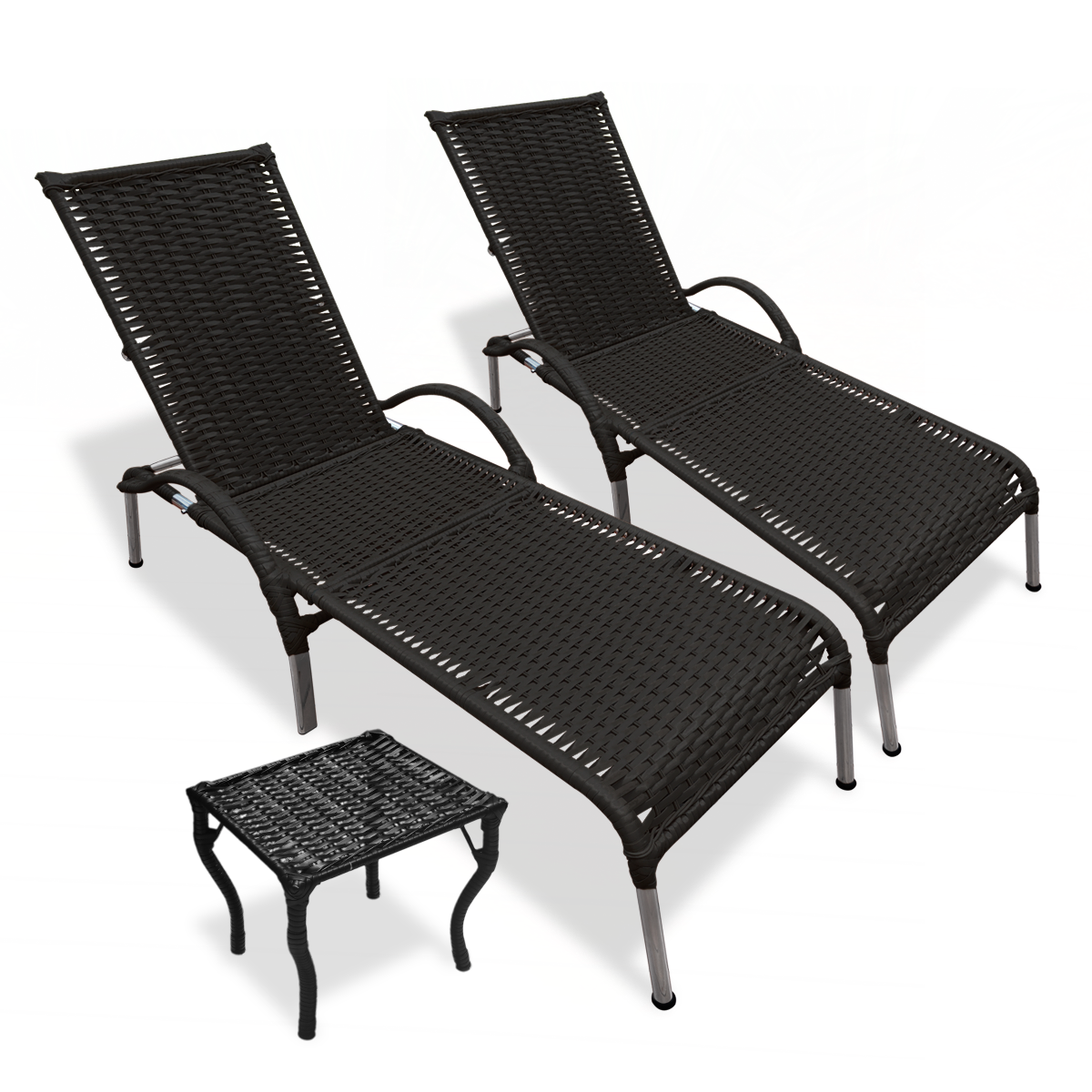 2 Cadeiras Fibra Sintética Regulável P/ Varanda Julia + Mesa Cor:preto - 1