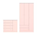 Ver imagem 1 de Quarto Infantil Lua Encantada Guarda Roupa e Cômoda Sapateira Rosa