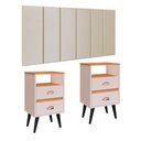 Ver imagem 1 de Cabeceira Estofada Modular Box Casal 1,40 Areia 2 Mesinha Gaveta Nicho Lateral Cama Off/cinamomo Rpm