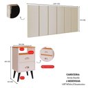 Ver imagem 7 de Cabeceira Estofada Modular Box Casal 1,40 Areia 2 Mesinha Gaveta Nicho Lateral Cama Off/cinamomo Rpm