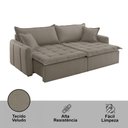 Ver mais imagens de Sofá Cama Veludo em Madeira Eucalipto 280cm Braço 20cm Arizona Meu Sofá Online
