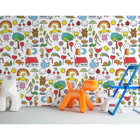 Papel de Parede Infantil - Desenhos Infantis Arte Destaque 2,50 Metros