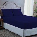 Ver imagem 2 de Kit Lençol Casal 400 Fios Poliéster 3 Peças Jogo Forro de Cama Box Extra Macio:azul Marinho