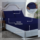 Ver imagem 4 de Kit Lençol Casal 400 Fios Poliéster 3 Peças Jogo Forro de Cama Box Extra Macio:azul Marinho