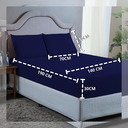 Ver imagem 3 de Kit Lençol Casal 400 Fios Poliéster 3 Peças Jogo Forro de Cama Box Extra Macio:azul Marinho